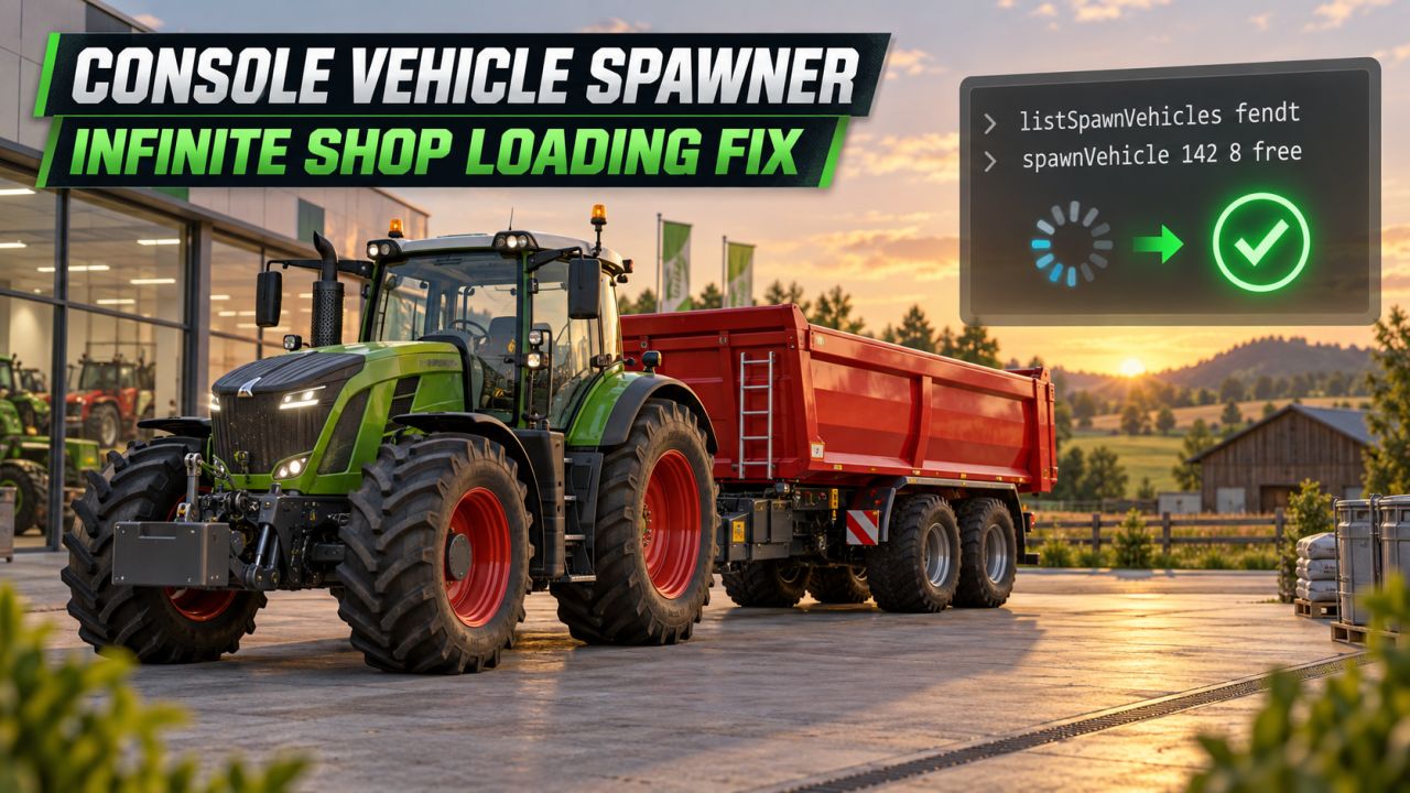 Vehicle Spawner Console Command + Infinite Shop Loading Fix