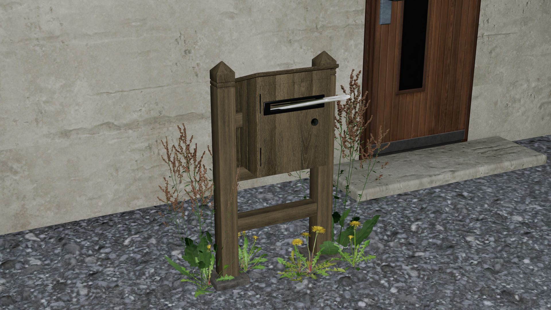 Wooden mailbox