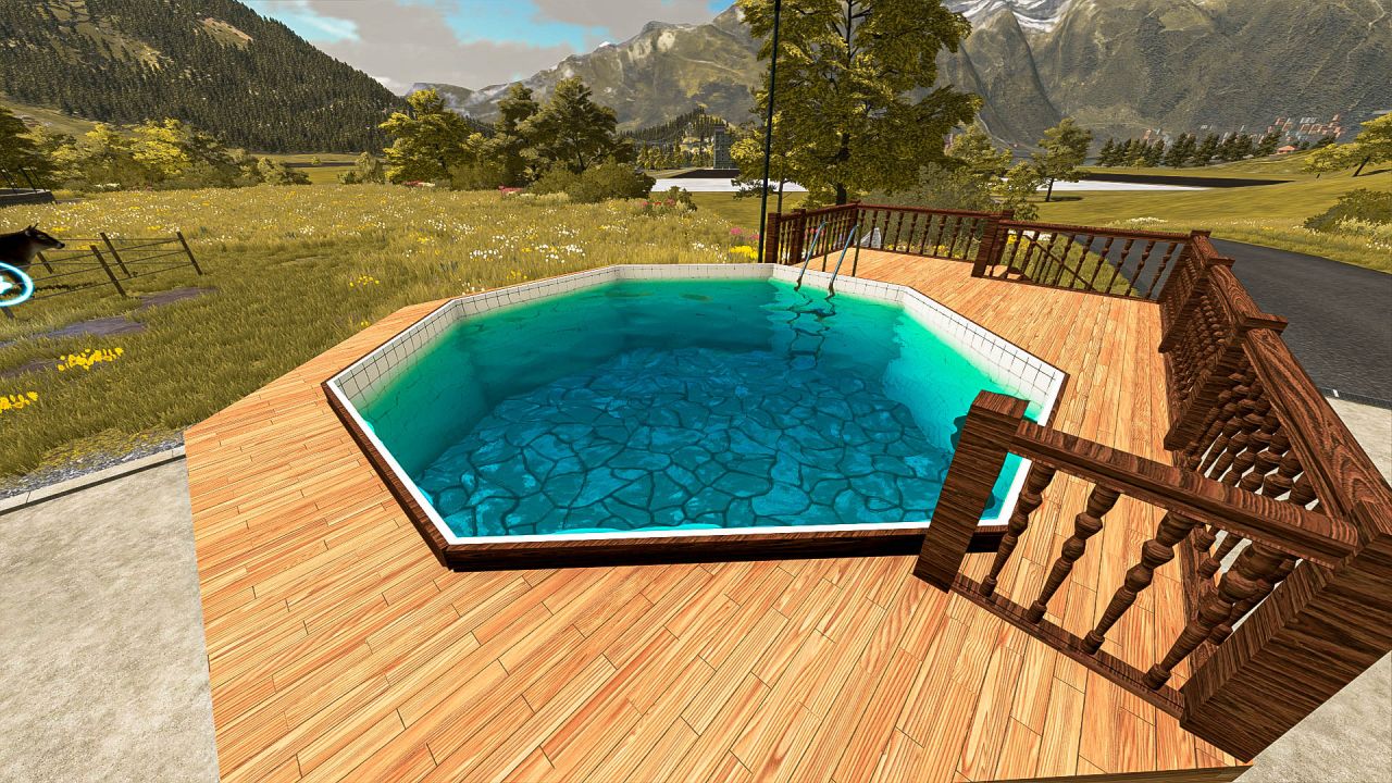 Деревянная палуба у бассейна