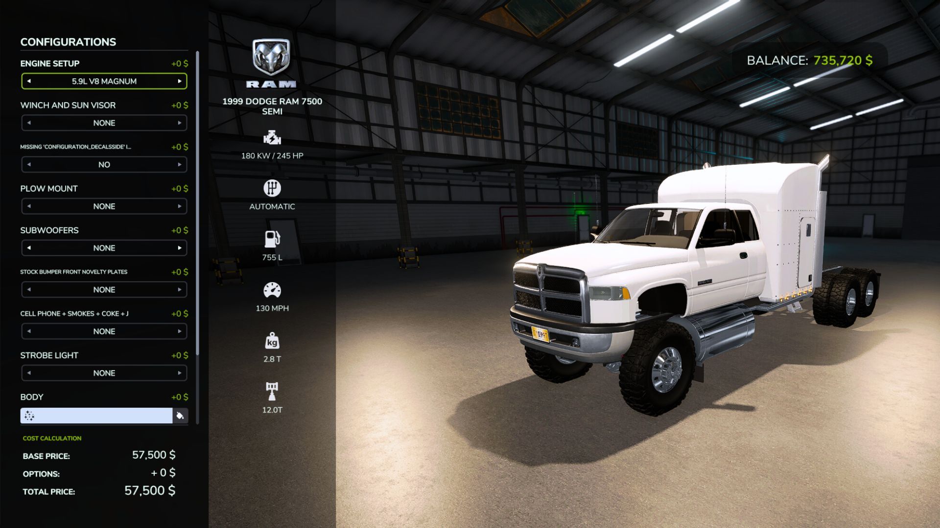 1999 Dodge Ram 7500 Semi