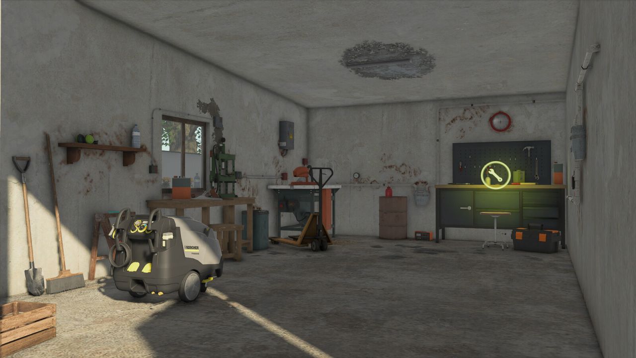 A Small Garage With A Workshop