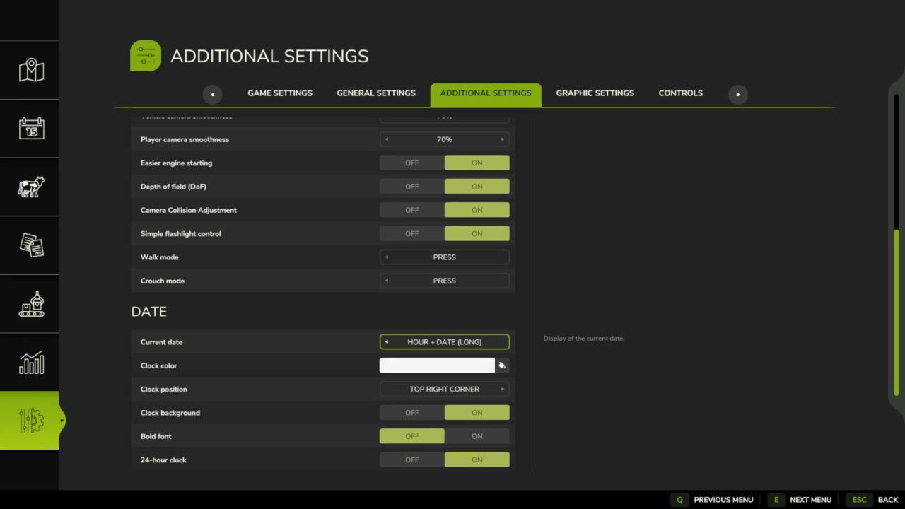 Configuración adicional del juego
