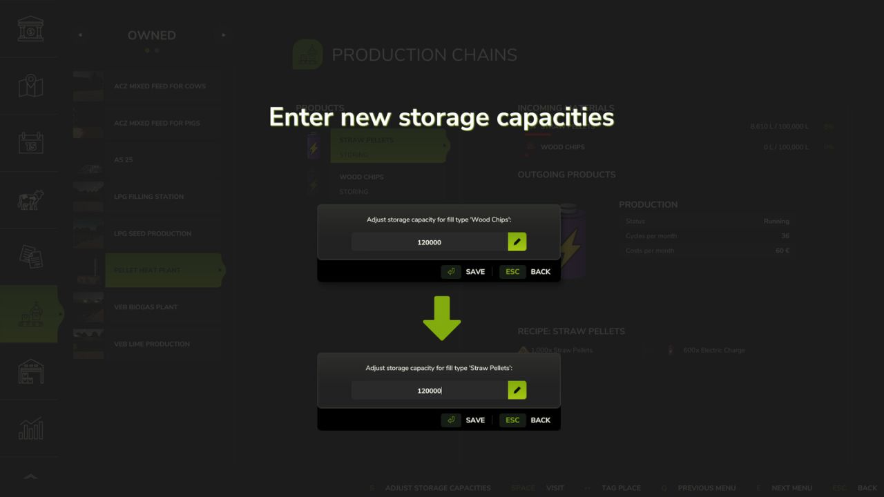 Ajustar pontos de produção