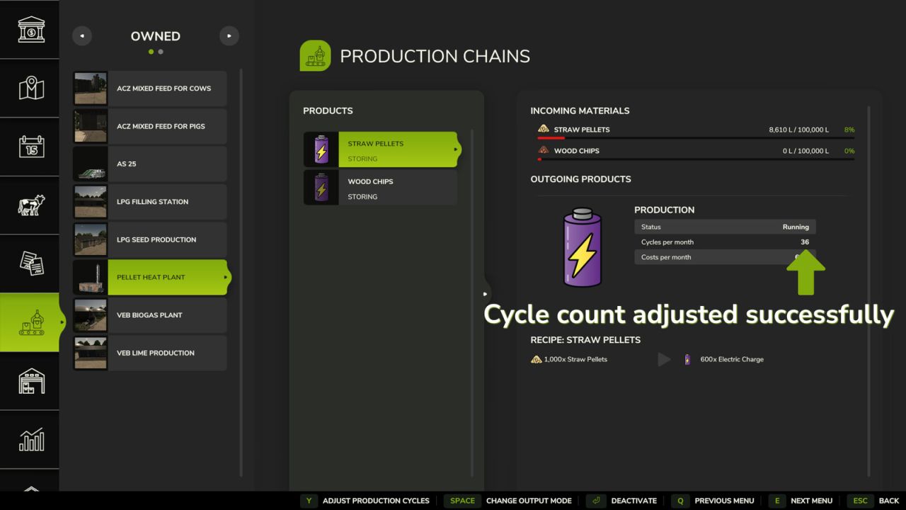 Ajustar pontos de produção