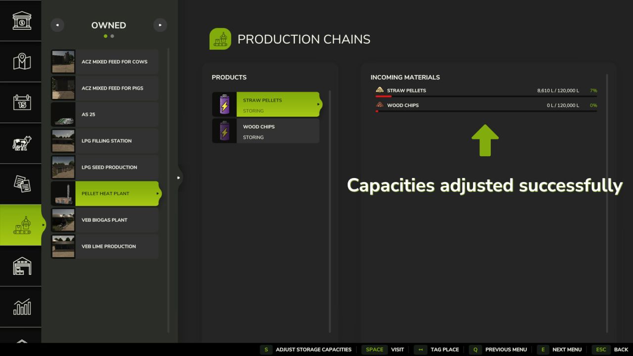 Ajustar pontos de produção