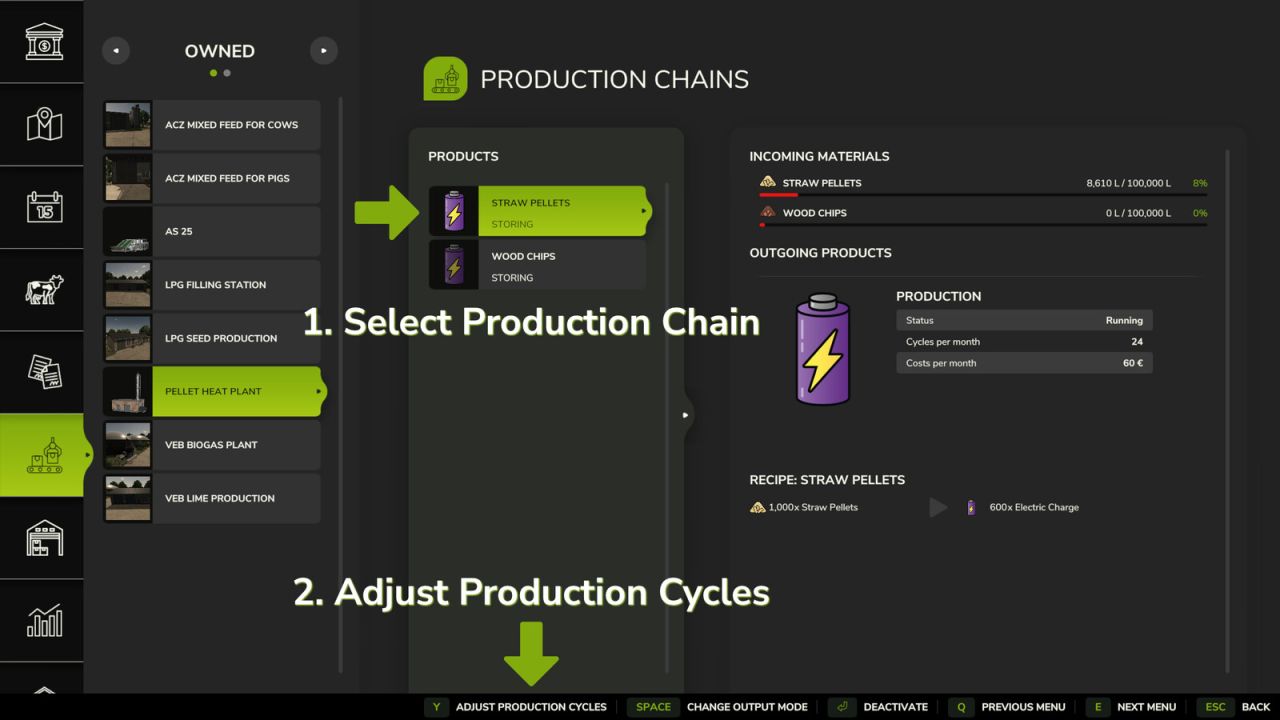 Ajustar pontos de produção
