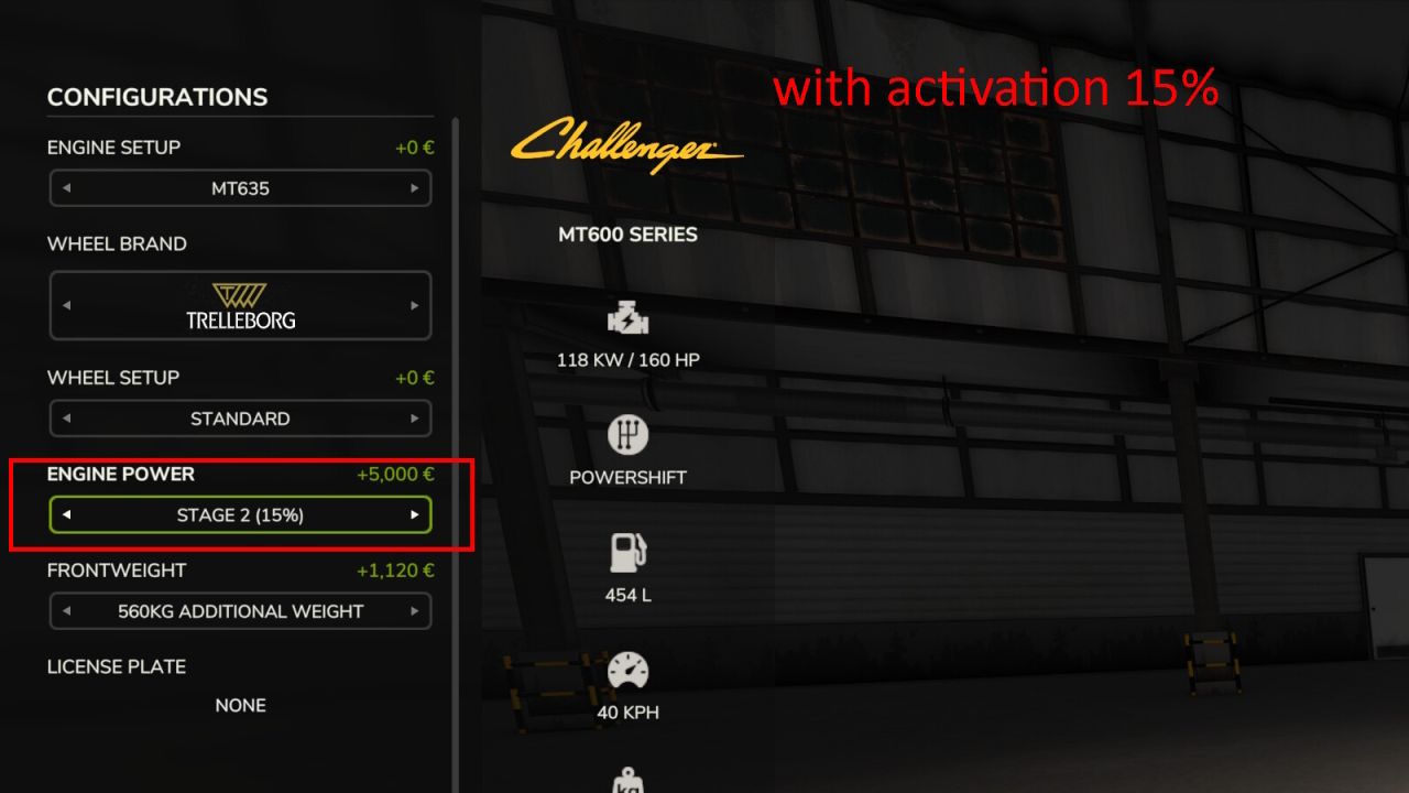 Instelbaar motorvermogen