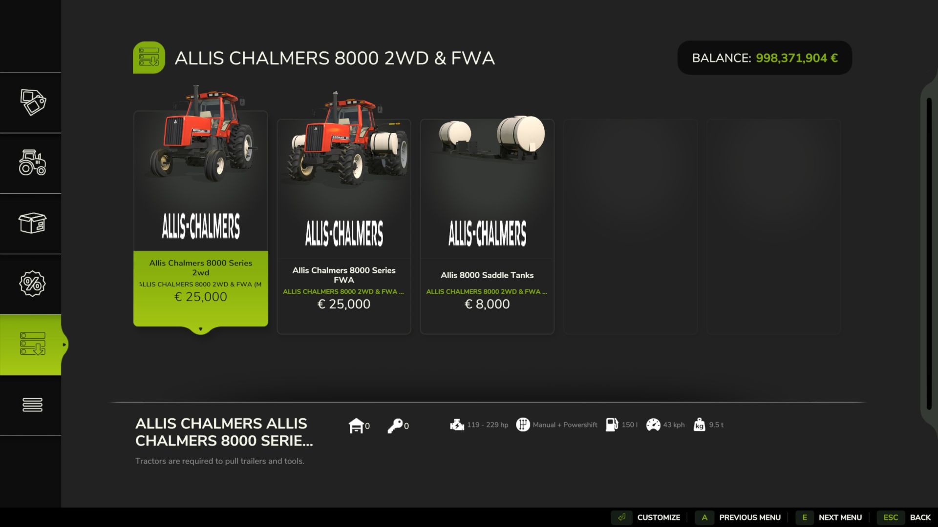 Allis Chalmers 8000 2wd FWA