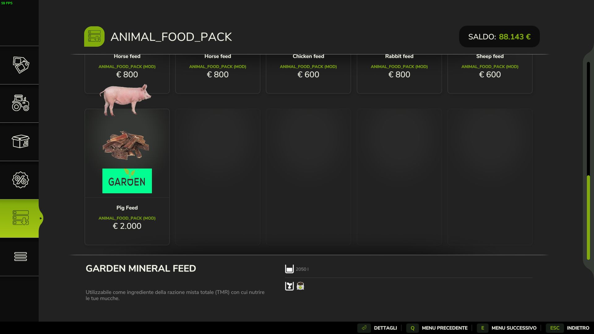 Pacote de comida para animais