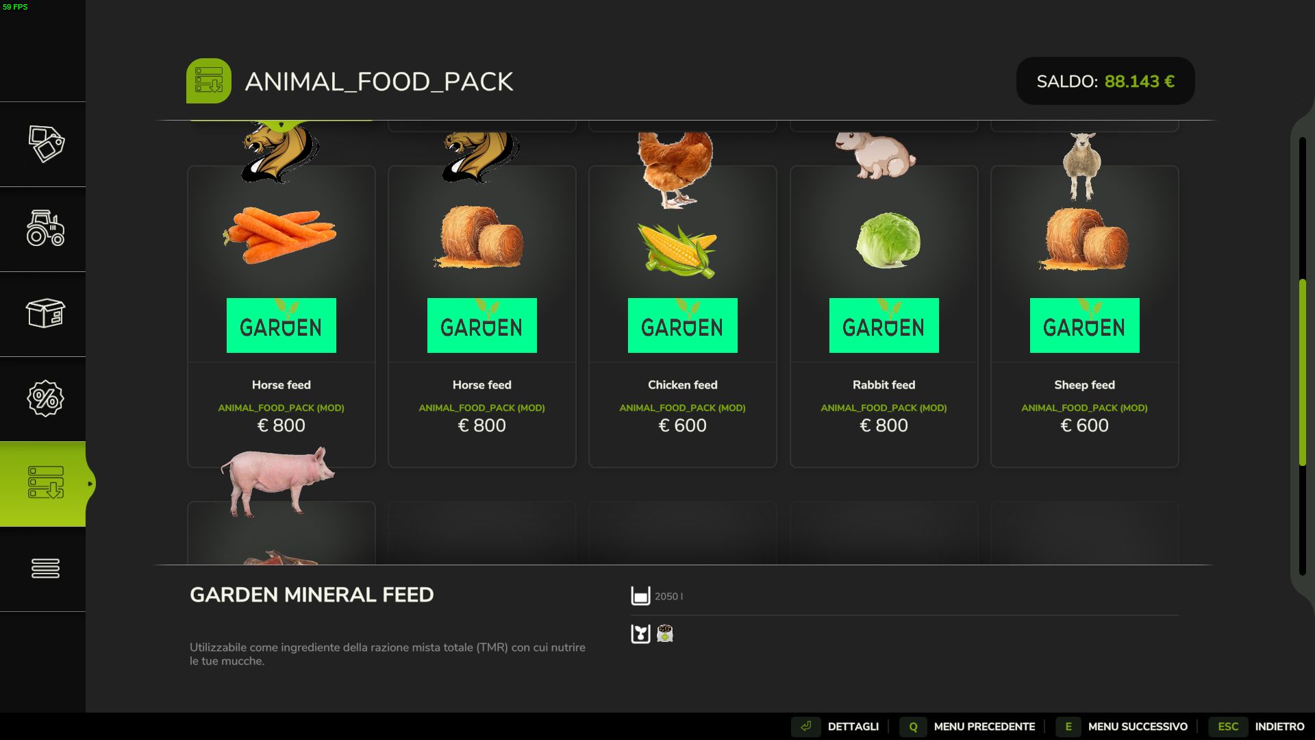 Pacote de comida para animais
