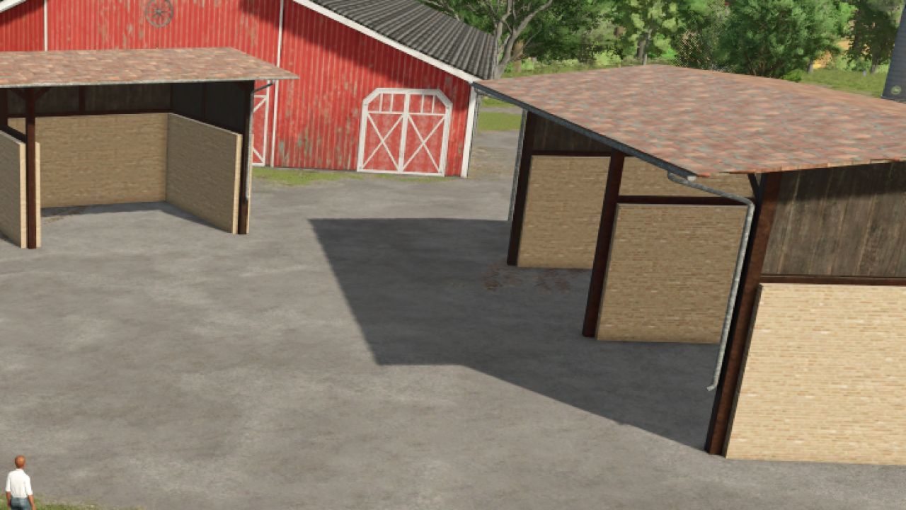 Hangar en brique et bois