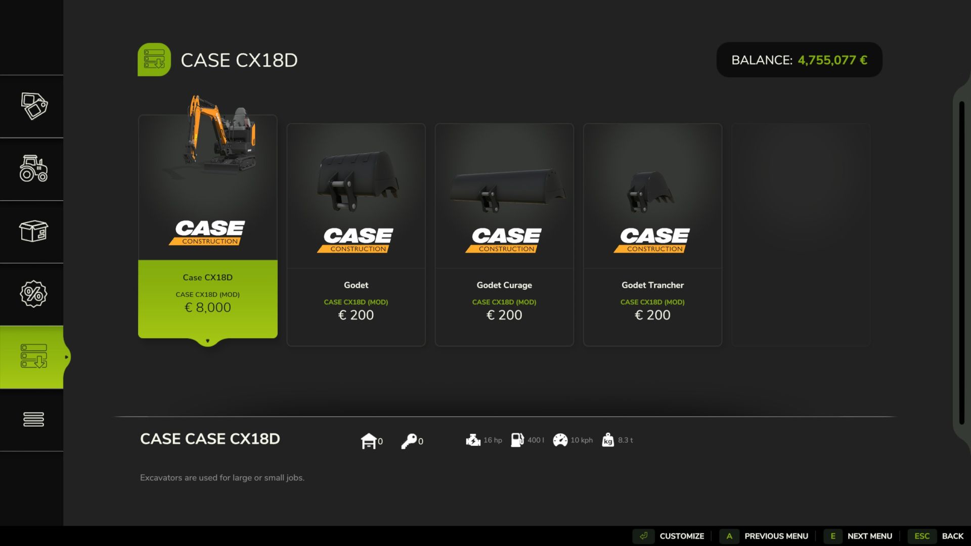 Case CX18D