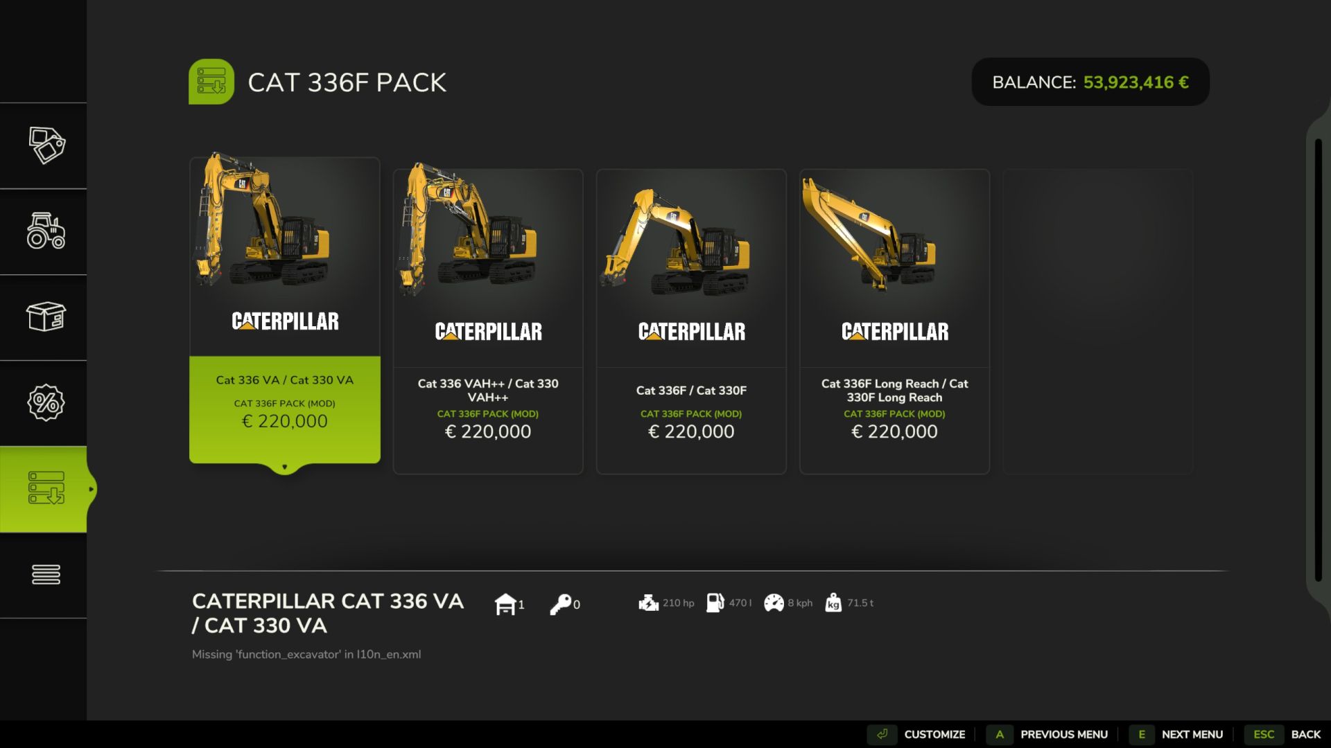 CAT 330f / 336f Pack