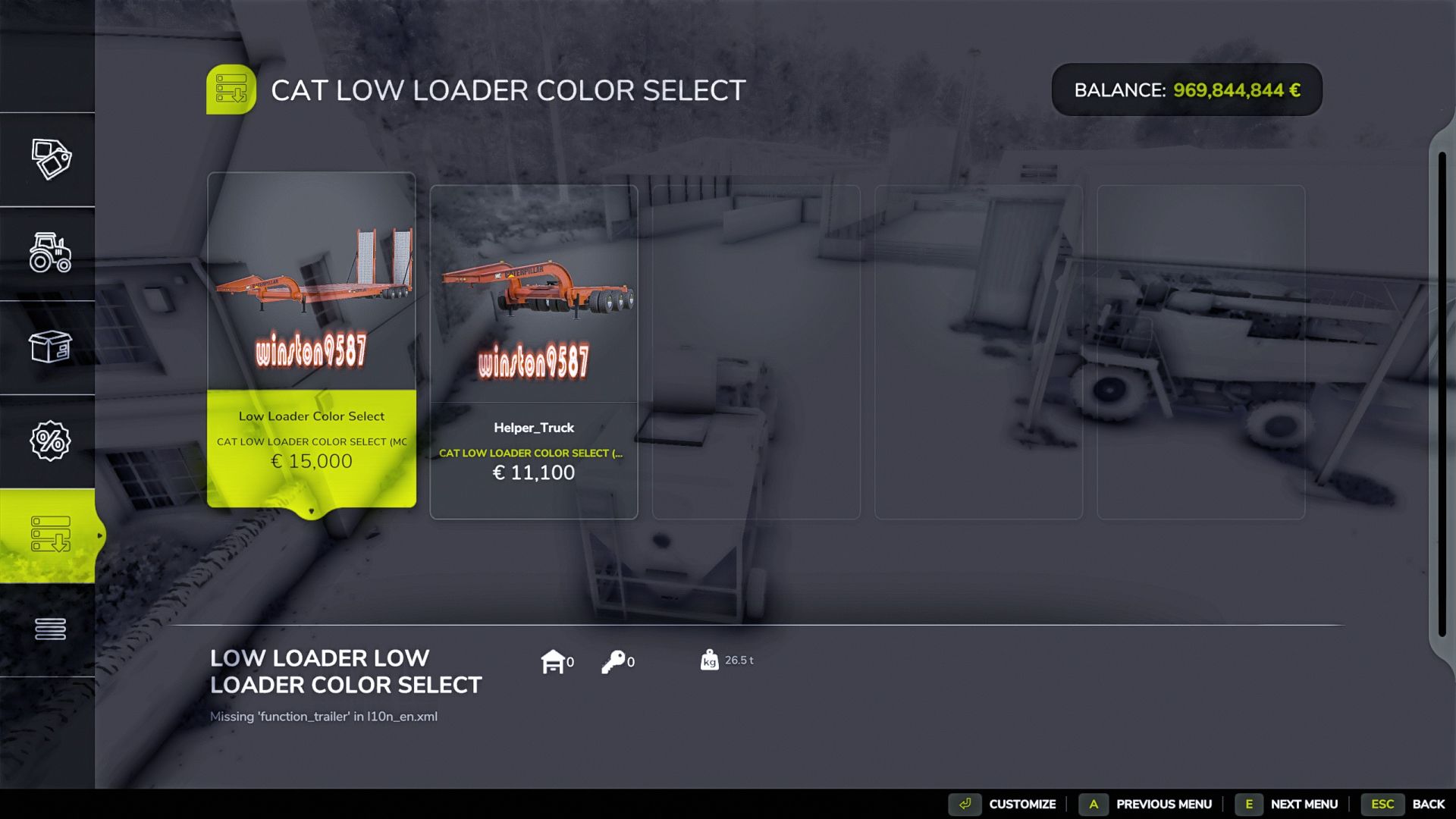 Remolque de plataforma baja Caterpillar