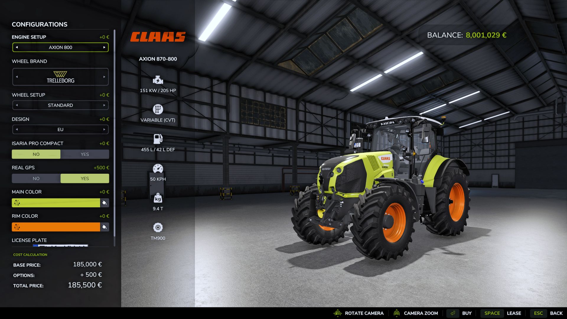 Claas Axion 800 Series EU & US