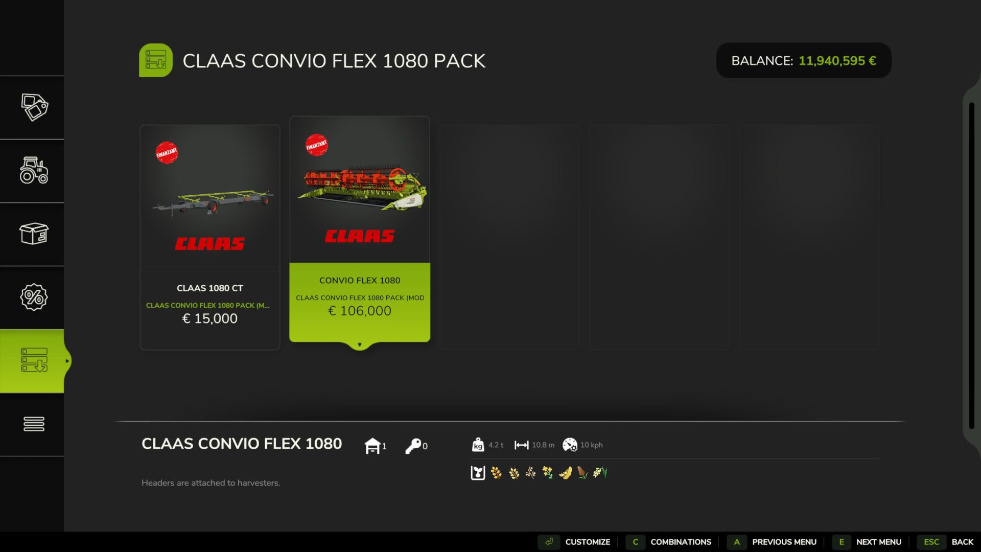 CLAAS CONVIO FLEX 1080 Pack