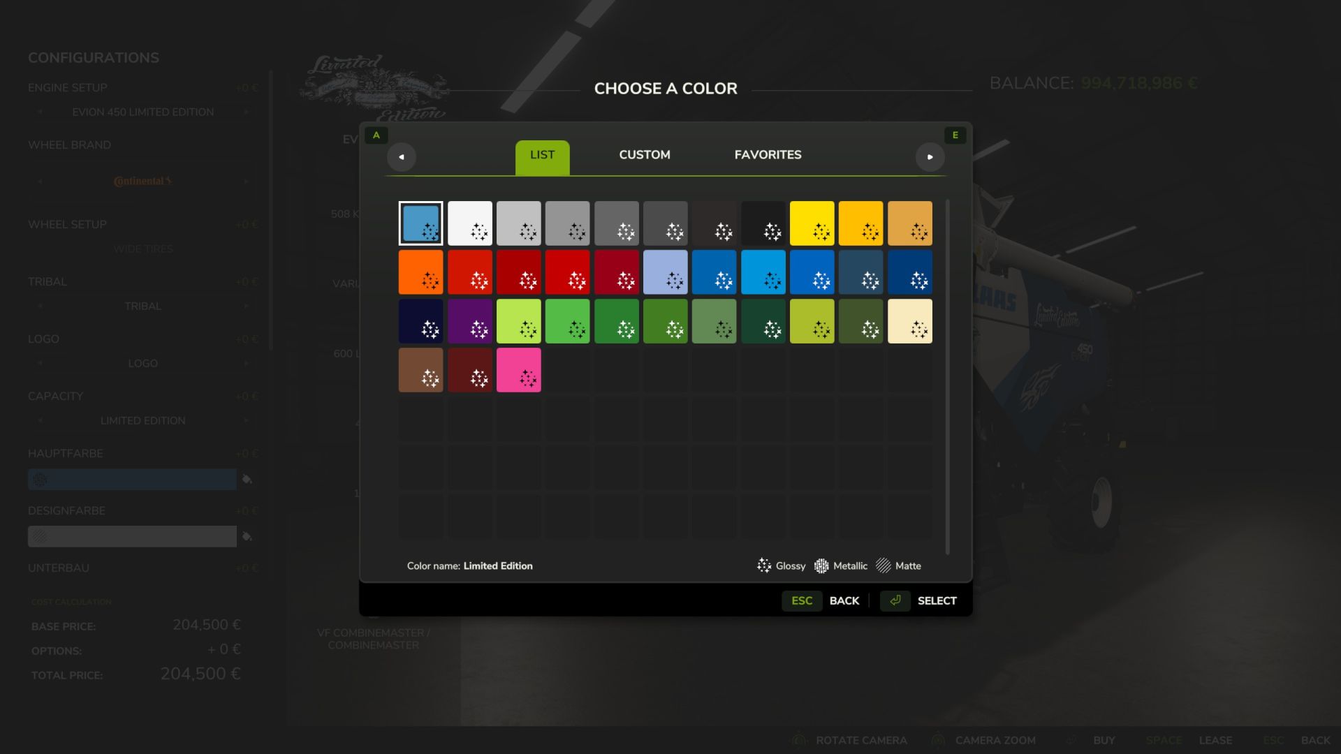 Claas Evion 450 Pack Limited Edition