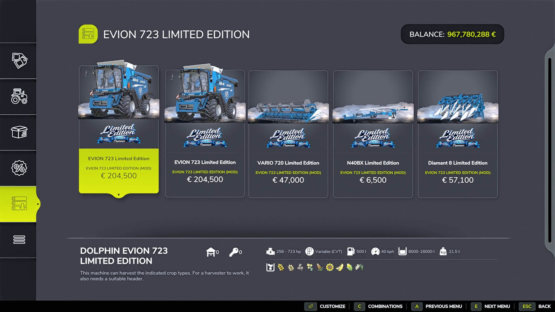 Claas Evion 723 Limited Edition