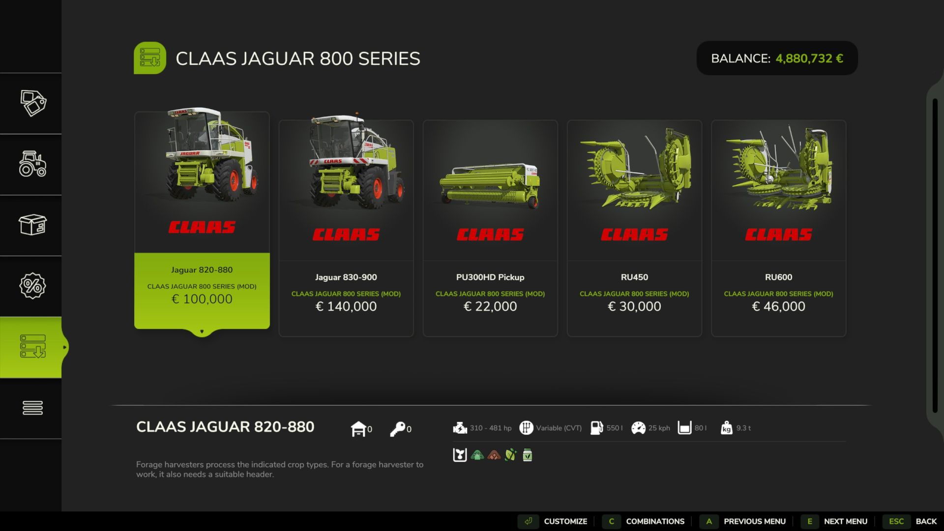 Claas Jaguar 800 Series