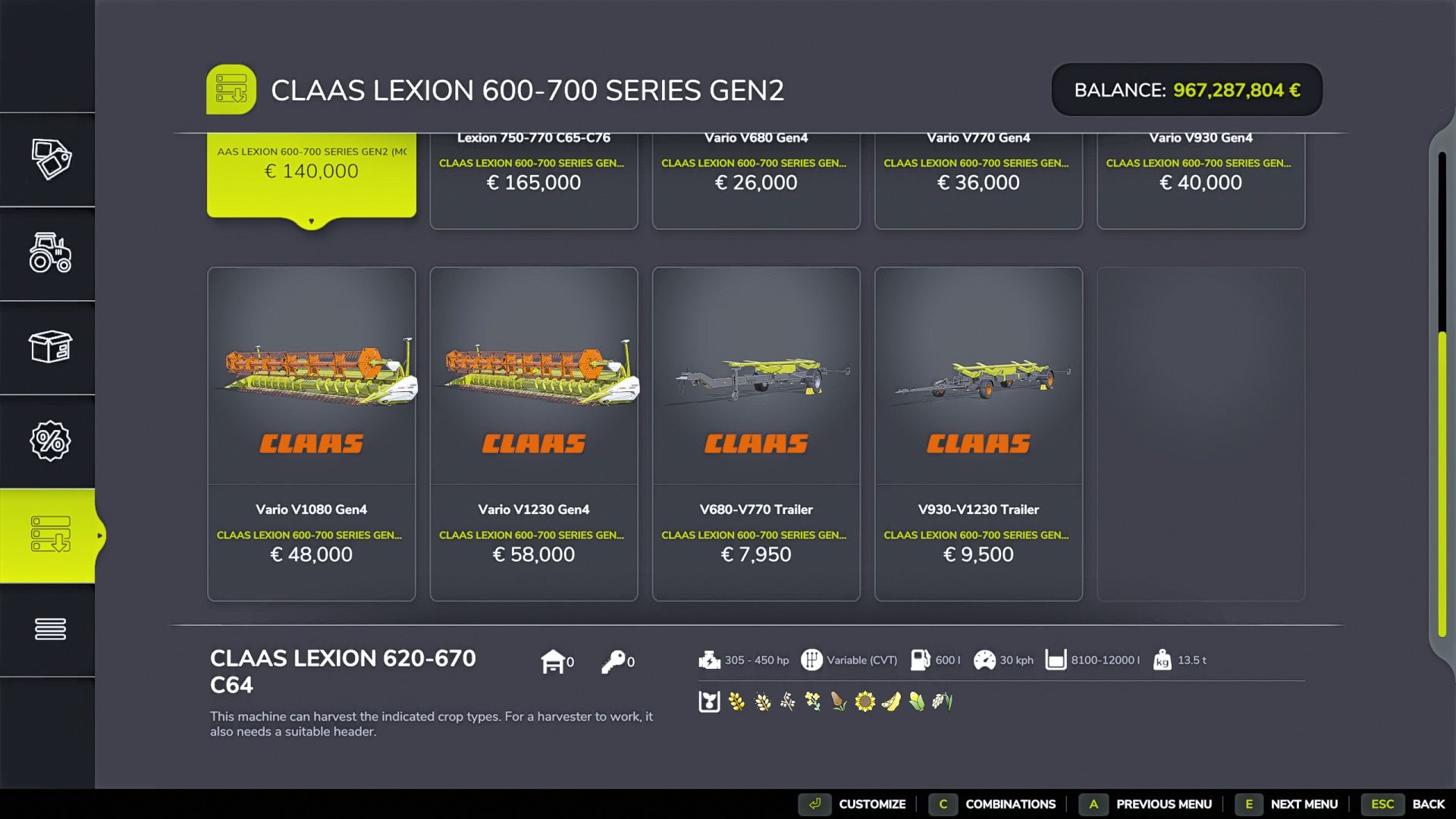 CLAAS Lexion 600/700 GEN 2