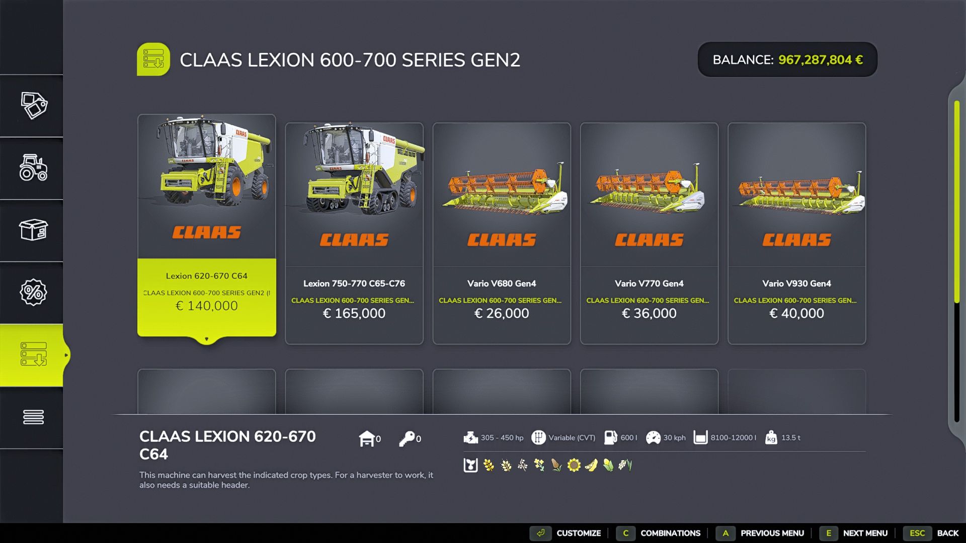 CLAAS Lexion 600/700 GEN 2