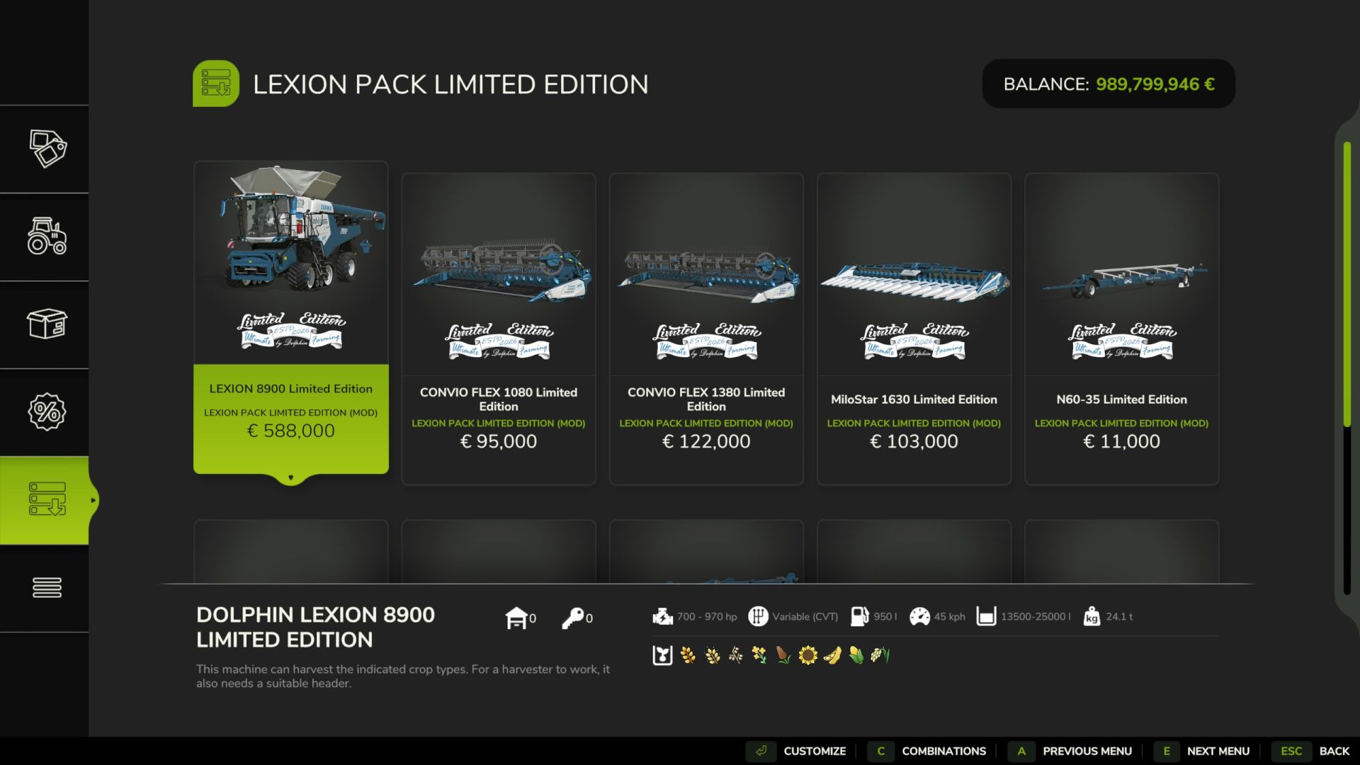 Claas Lexion 8900 Pack Limited Edition