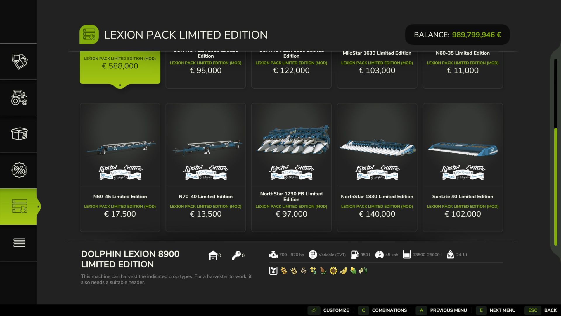 Claas Lexion 8900 Pack Limited Edition