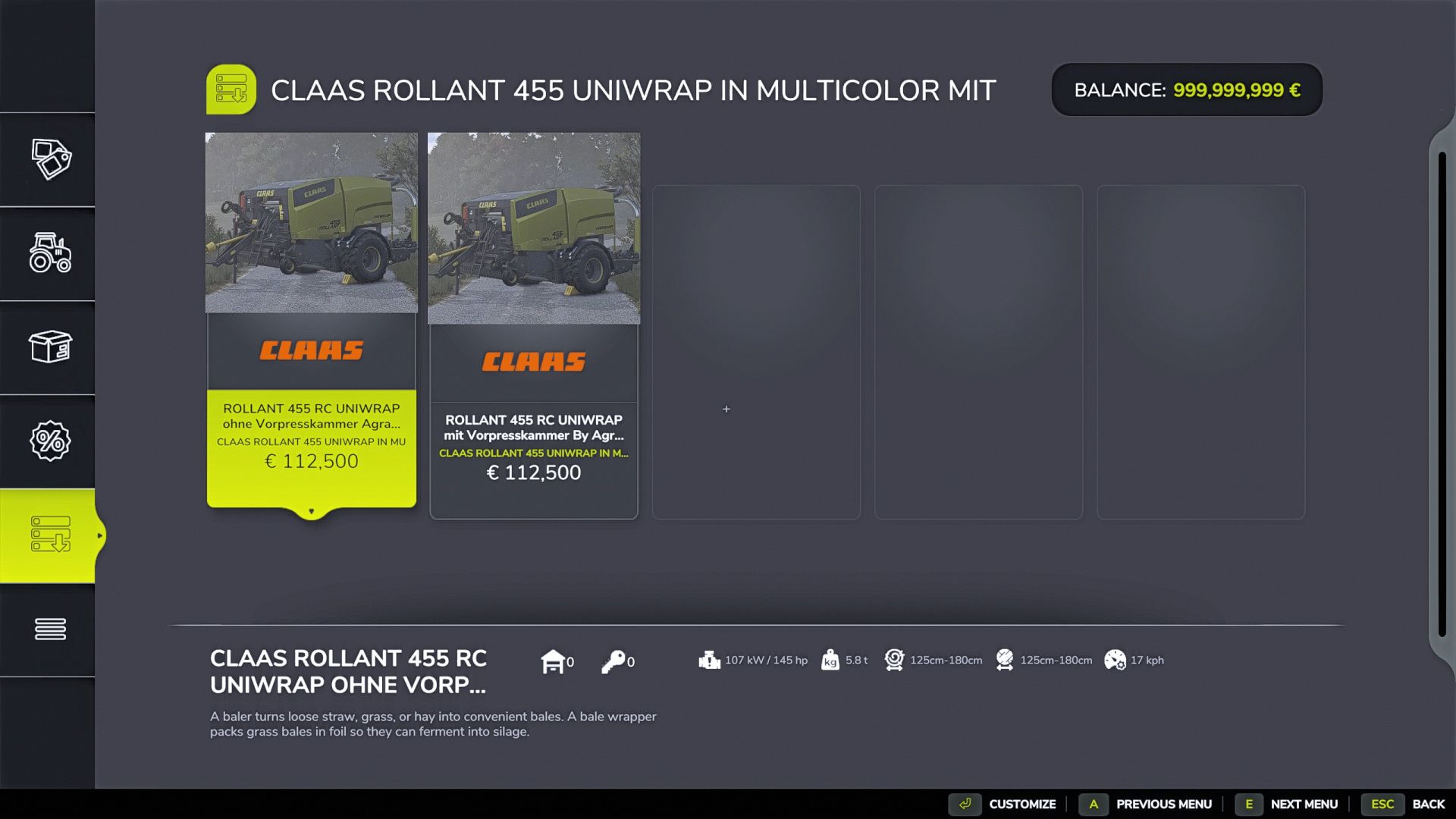 Claas Rollant 455 Uniwrap