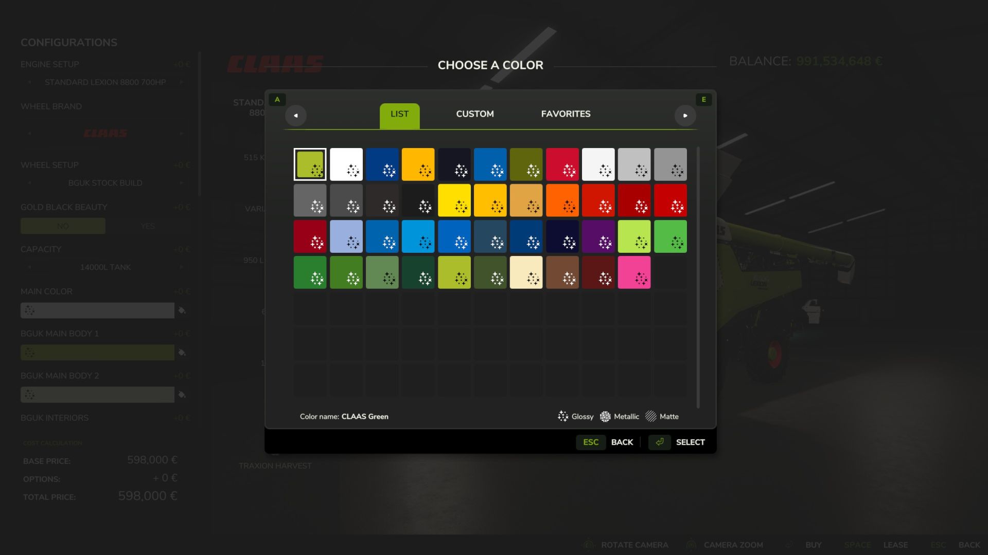 Tamamen özelleştirilmiş Lexion 8900