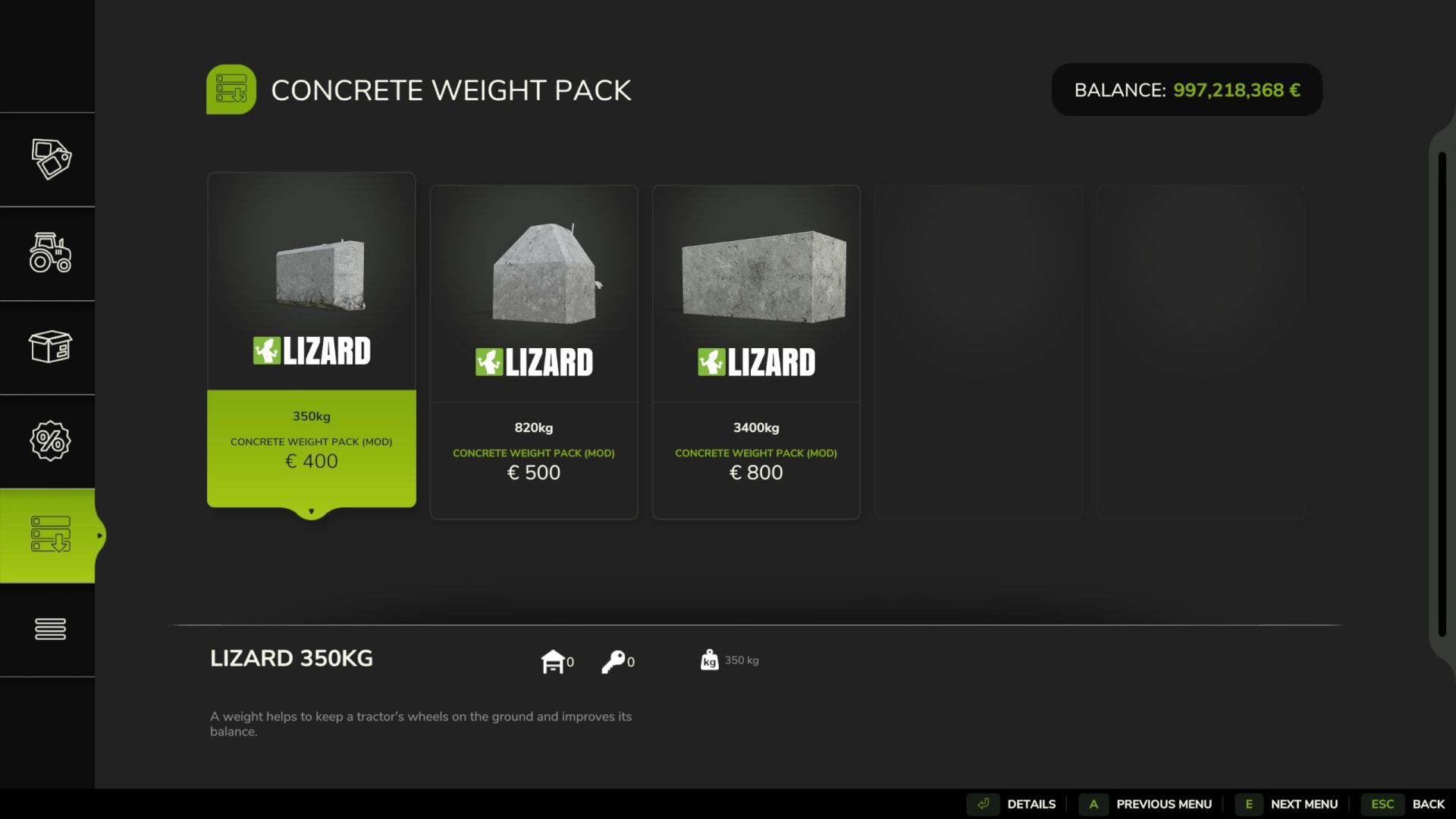 Concrete weight pack