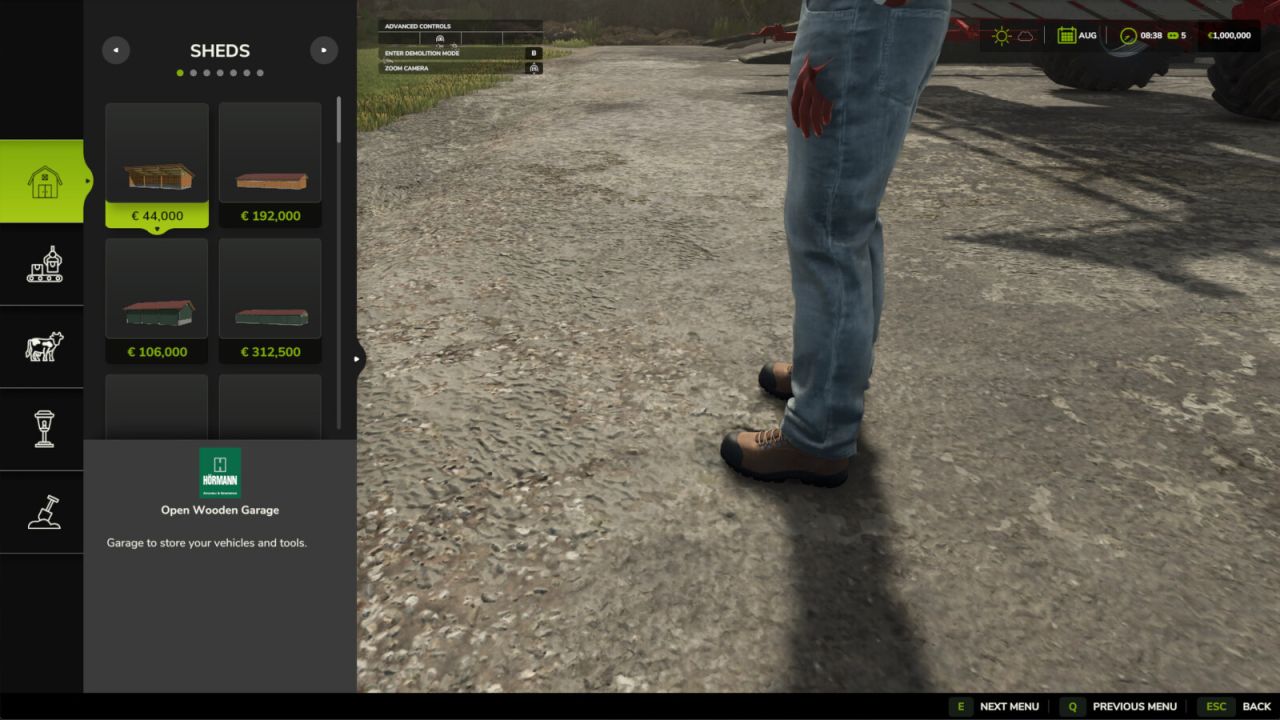 Zoom sur l'écran de construction