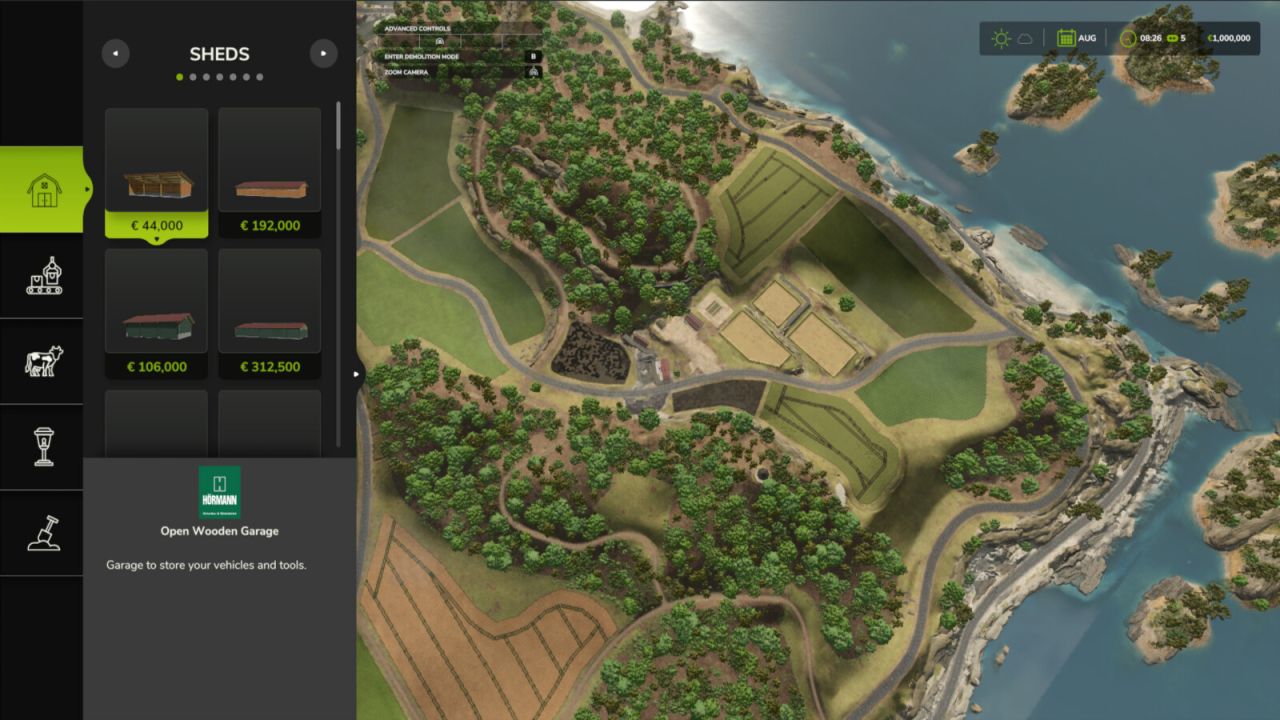 Zoom sur l'écran de construction