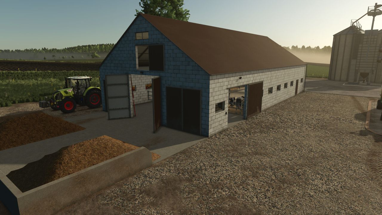 Коровий сарай с навозной тарелкой