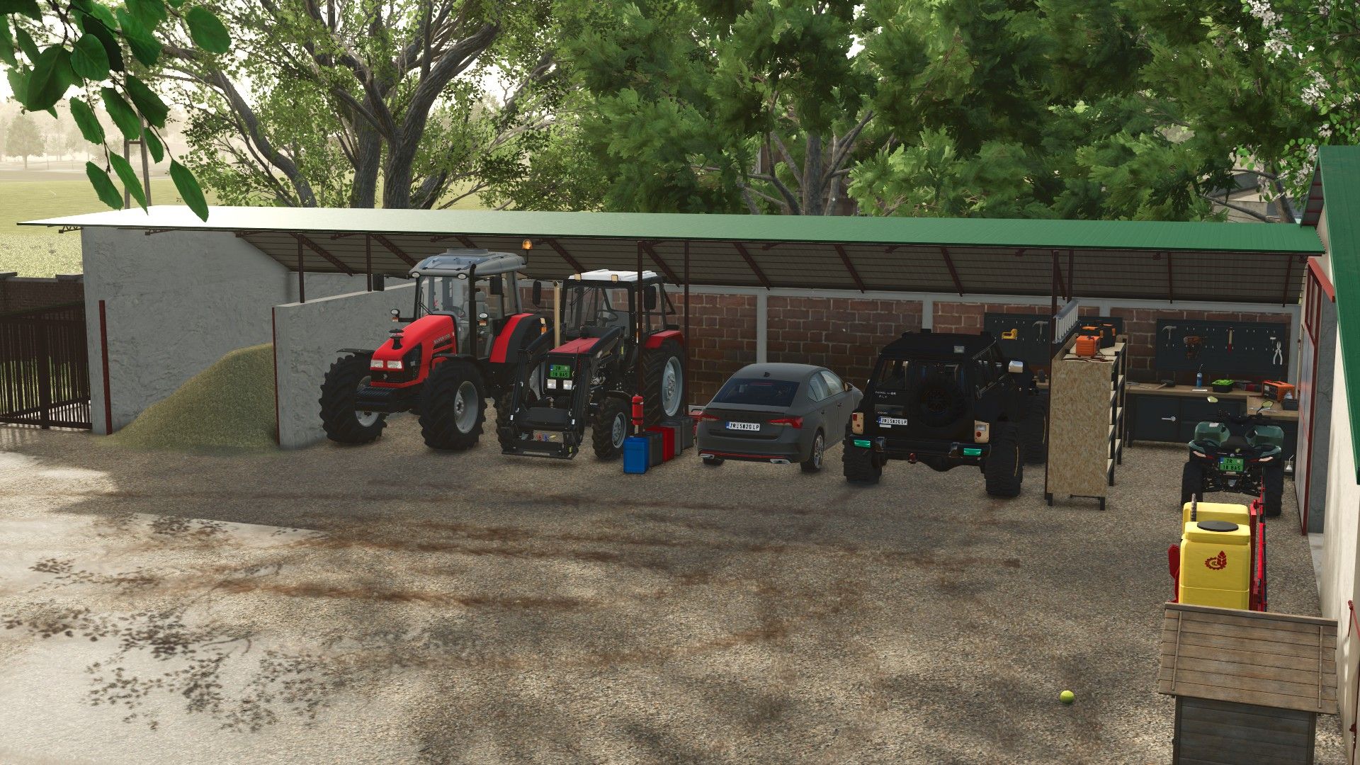 Celeiro de vacas com galpão