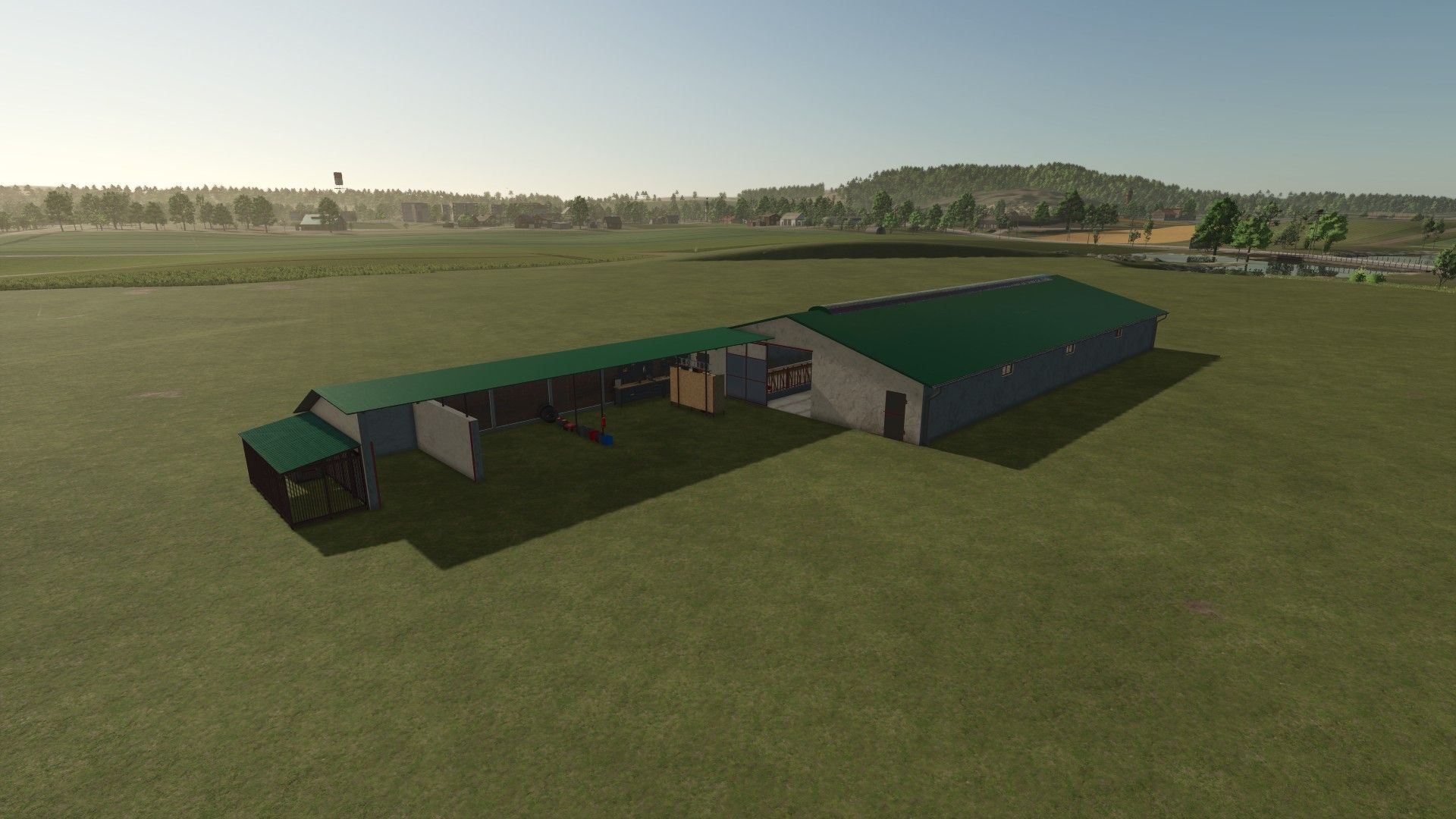 Celeiro de vacas com galpão