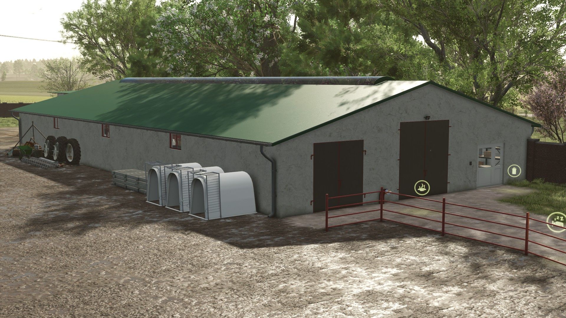 Celeiro de vacas com galpão