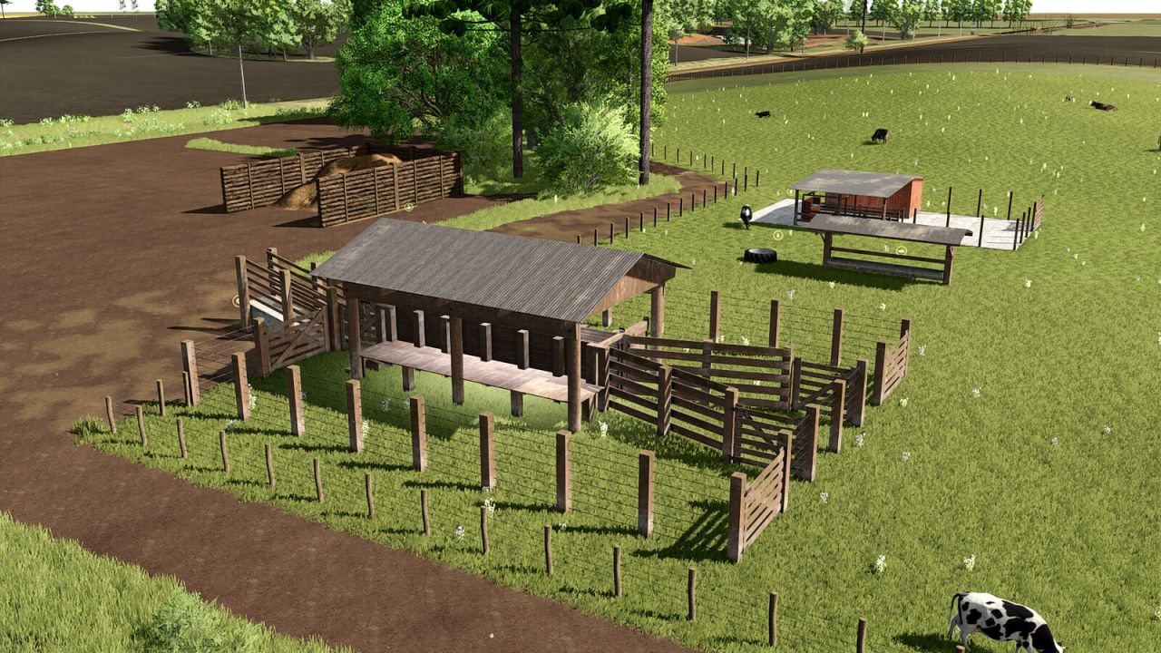 Пастбище для коров с доильным сараем