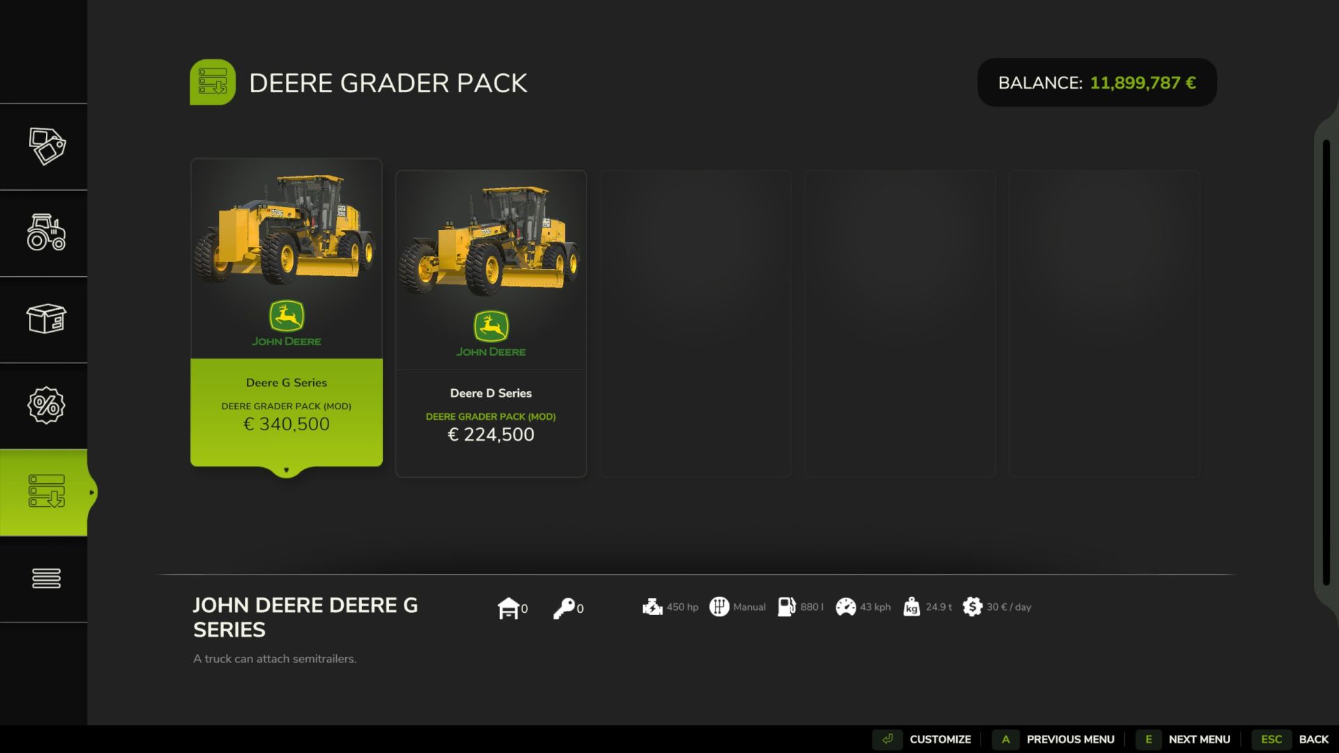 Комплект грейдера Deere