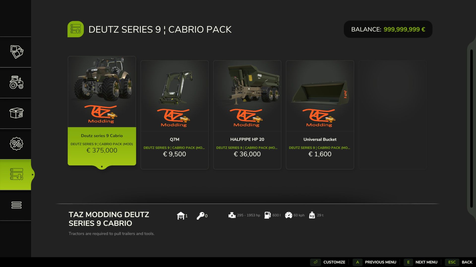 Deutz 9S Cabrio Pack