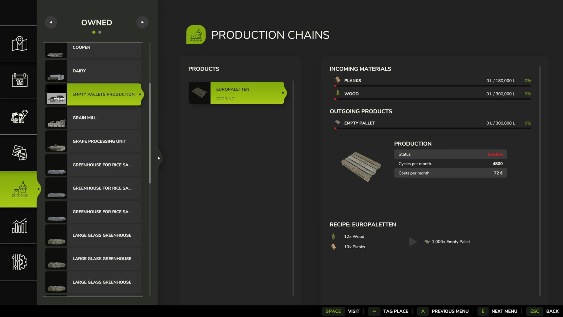 Production d'Europalettes