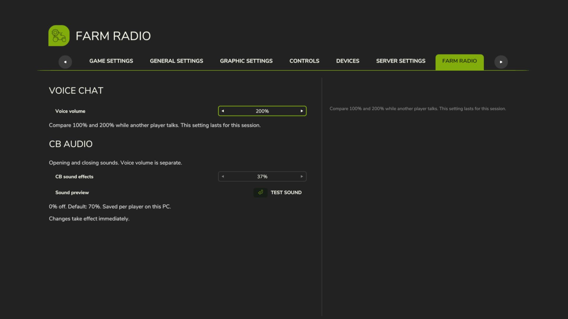 Radios de las granjas y chat de proximidad