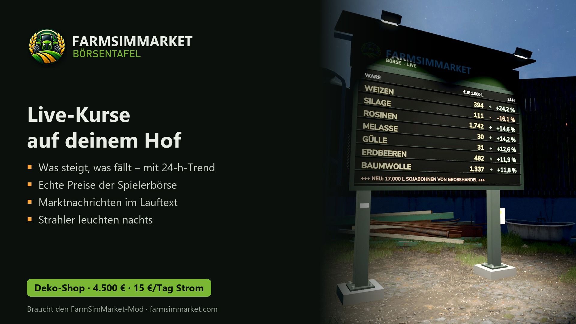 Tableau boursier FarmSimMarket