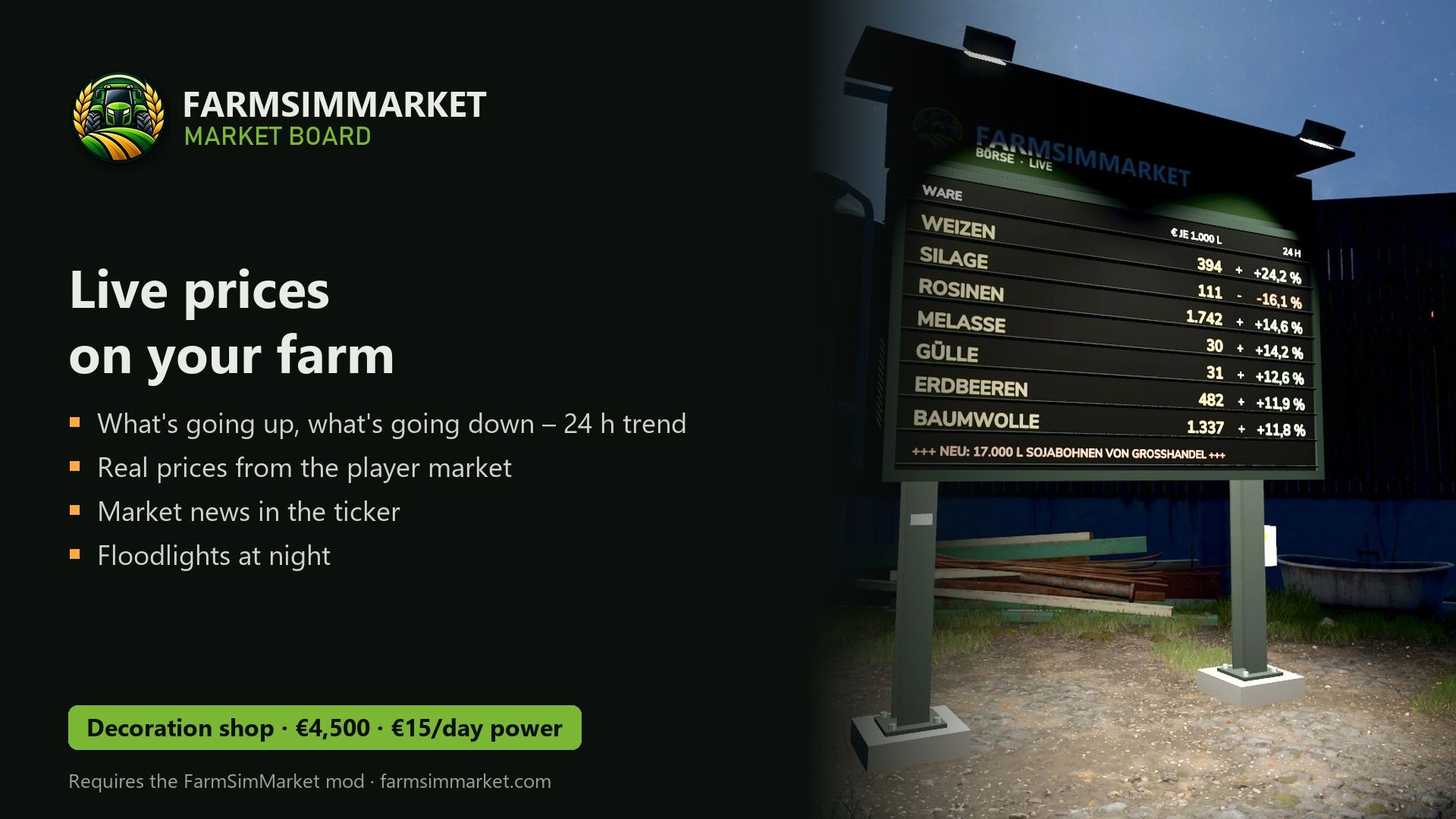Tableau boursier FarmSimMarket