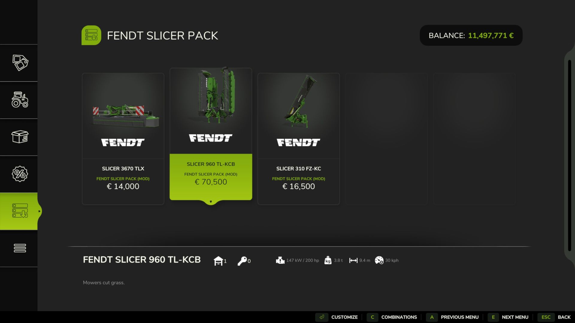 Fendt Slicer -Mäherpack