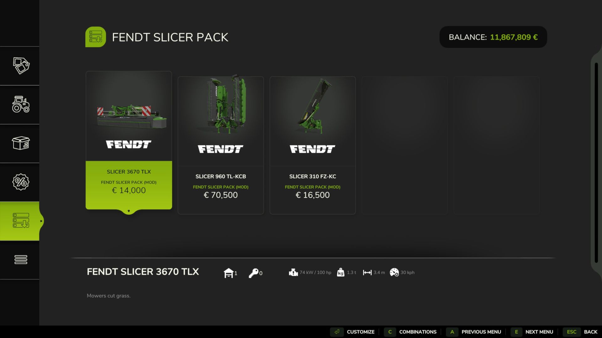 Fendt Slicer -Mäherpack