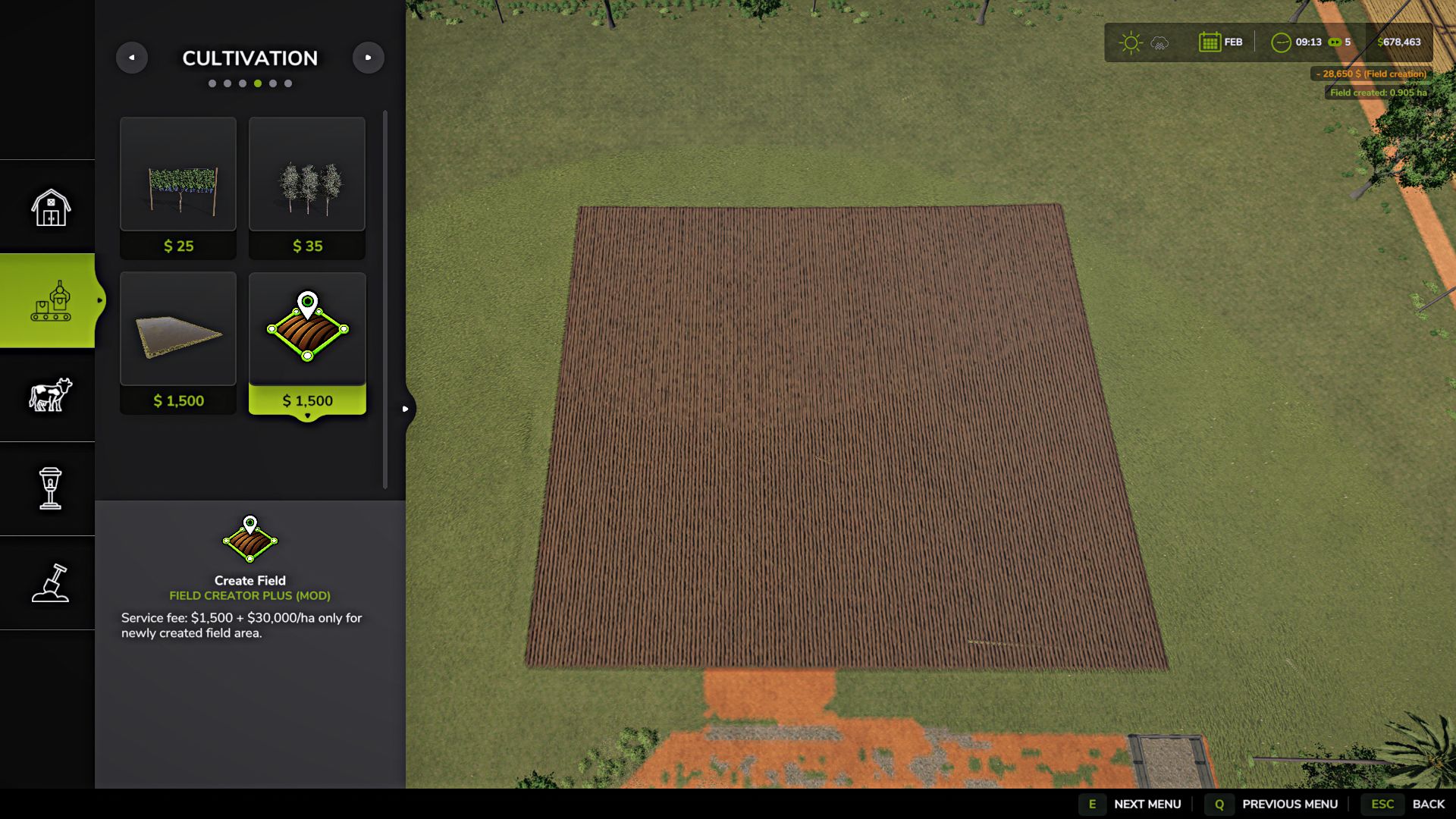 Field creation FS25 - KingMods