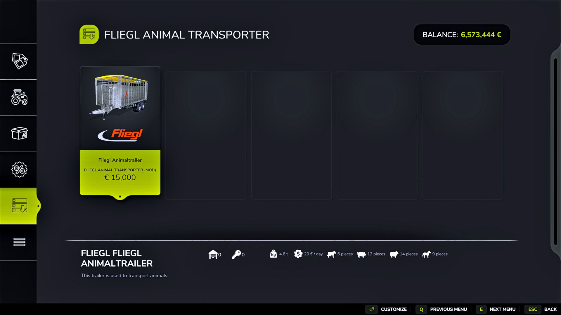 Fliegl Animal Transport Trailer