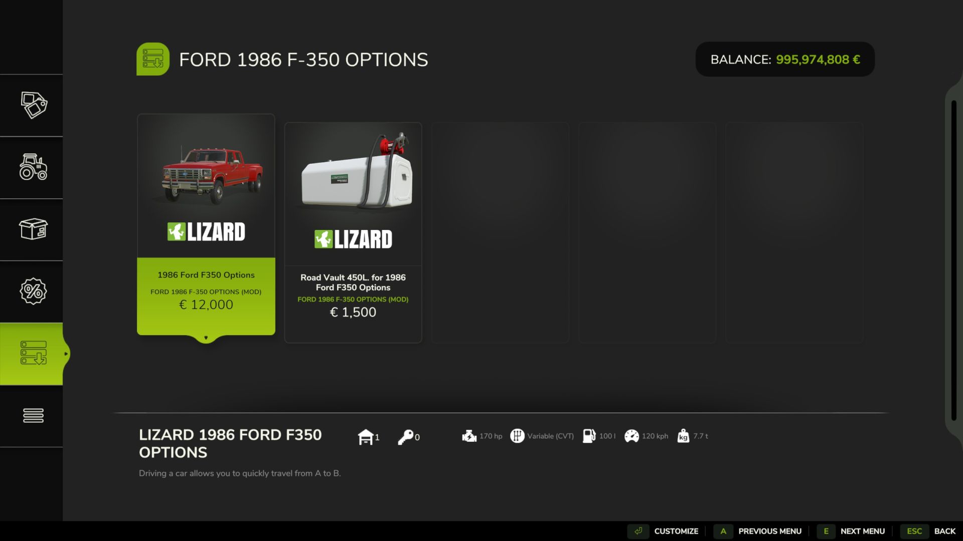 Ford 1986 F350 Options