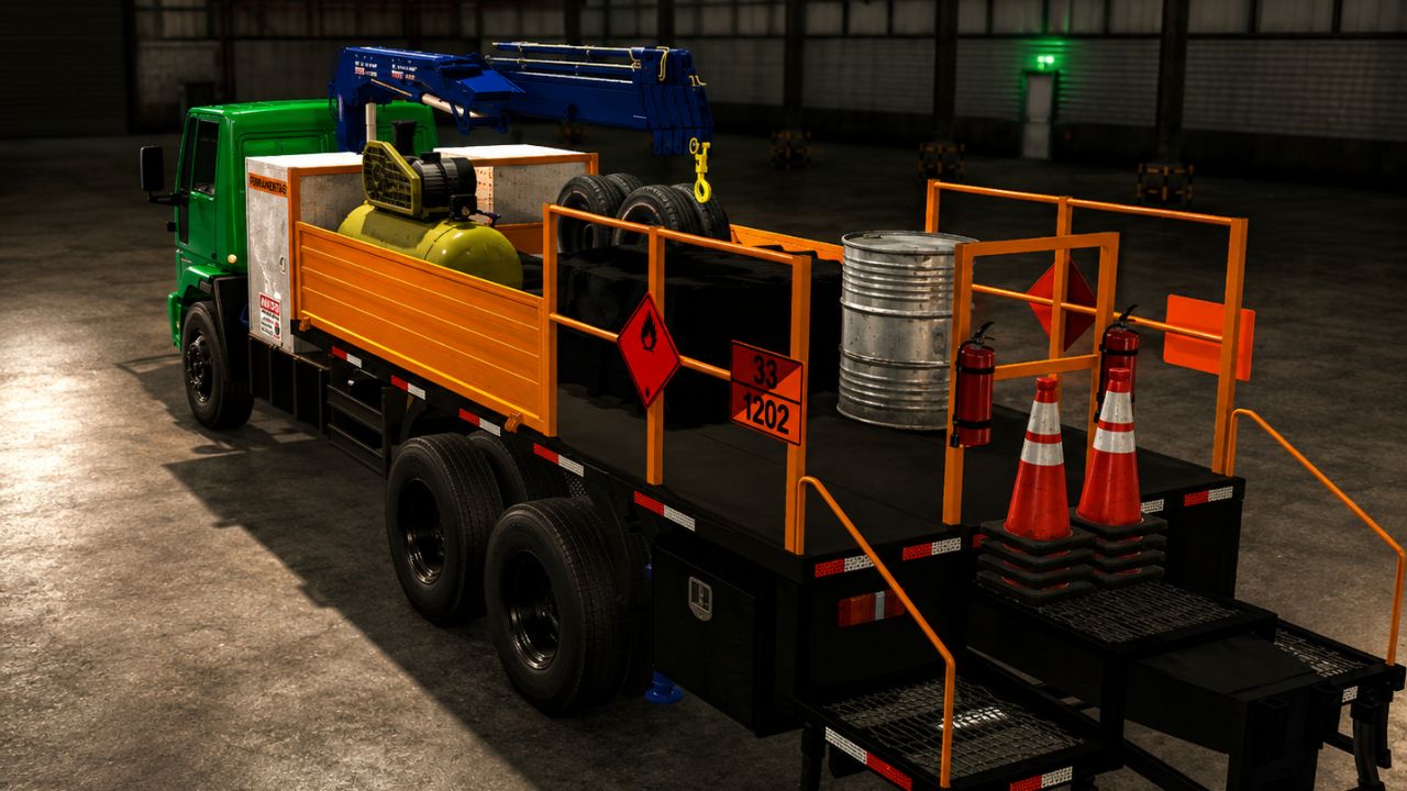 Ford Cargo Truck mit Knuckle-Boom-Kran (Reifenservice)