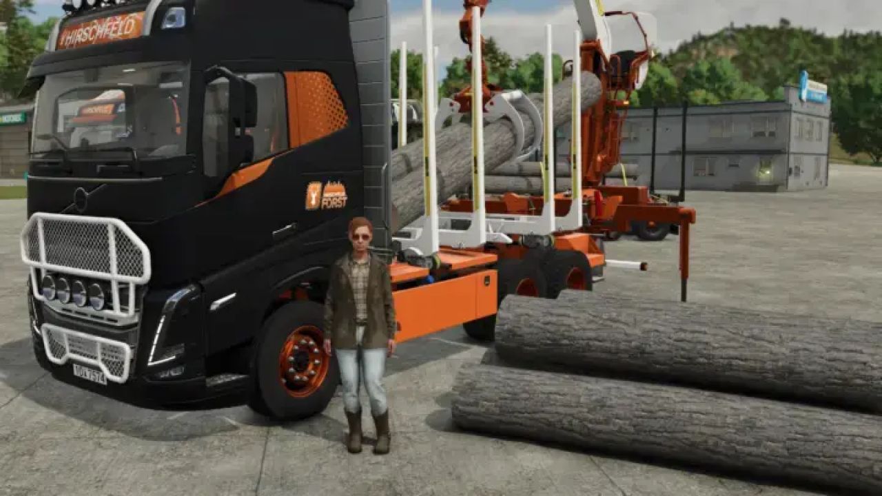 Forest truck with loading crane